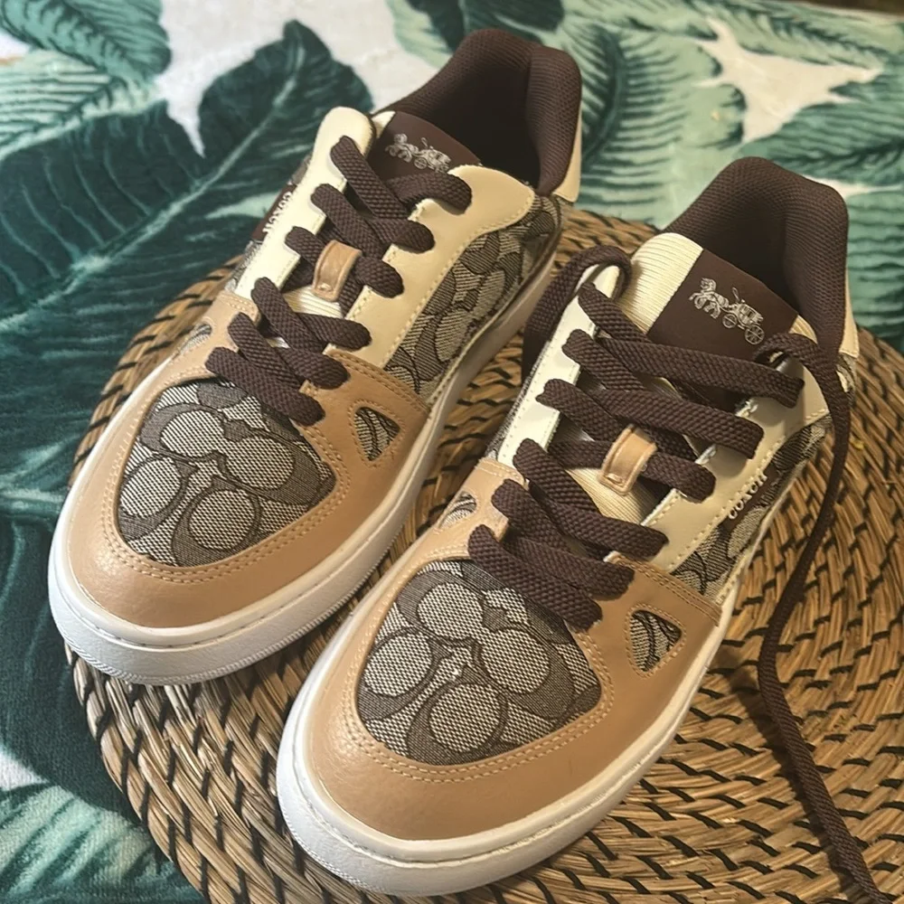 Coach Tan and Cream Patterned Sneakers - Picture 3 of 4